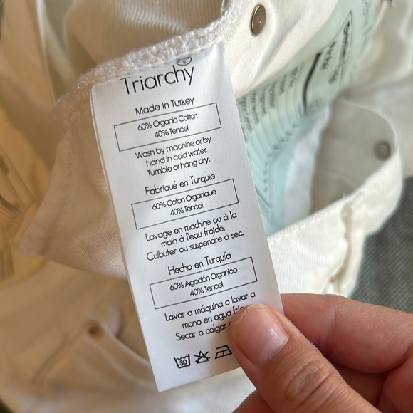 Triarchy White Straight leg Raw Hem Jeans Organic cotton Blend Size 28 - Picture 8 of 10